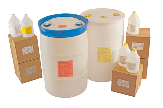 Diasol acid concentrate drums, boxes, and gallon containers